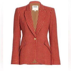 L’Agence Chamberlain Houndstooth Red & Tan Blazer size 8